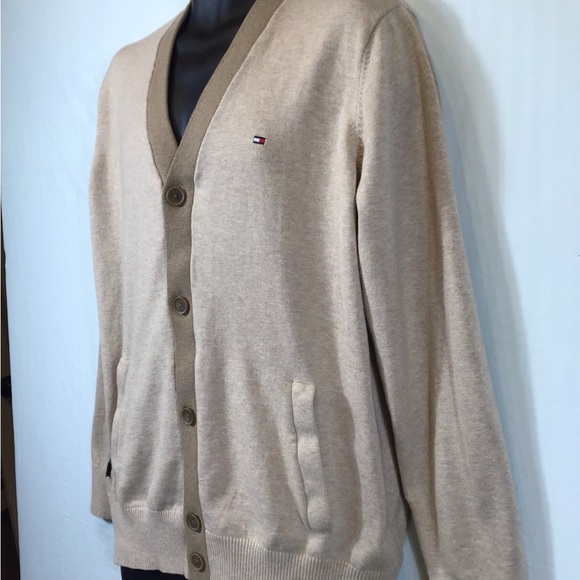 Tommy Hilfiger Mens Button Up Cardigan Size XL Knit Long Sleeve Sweater Academia - Picture 7 of 14